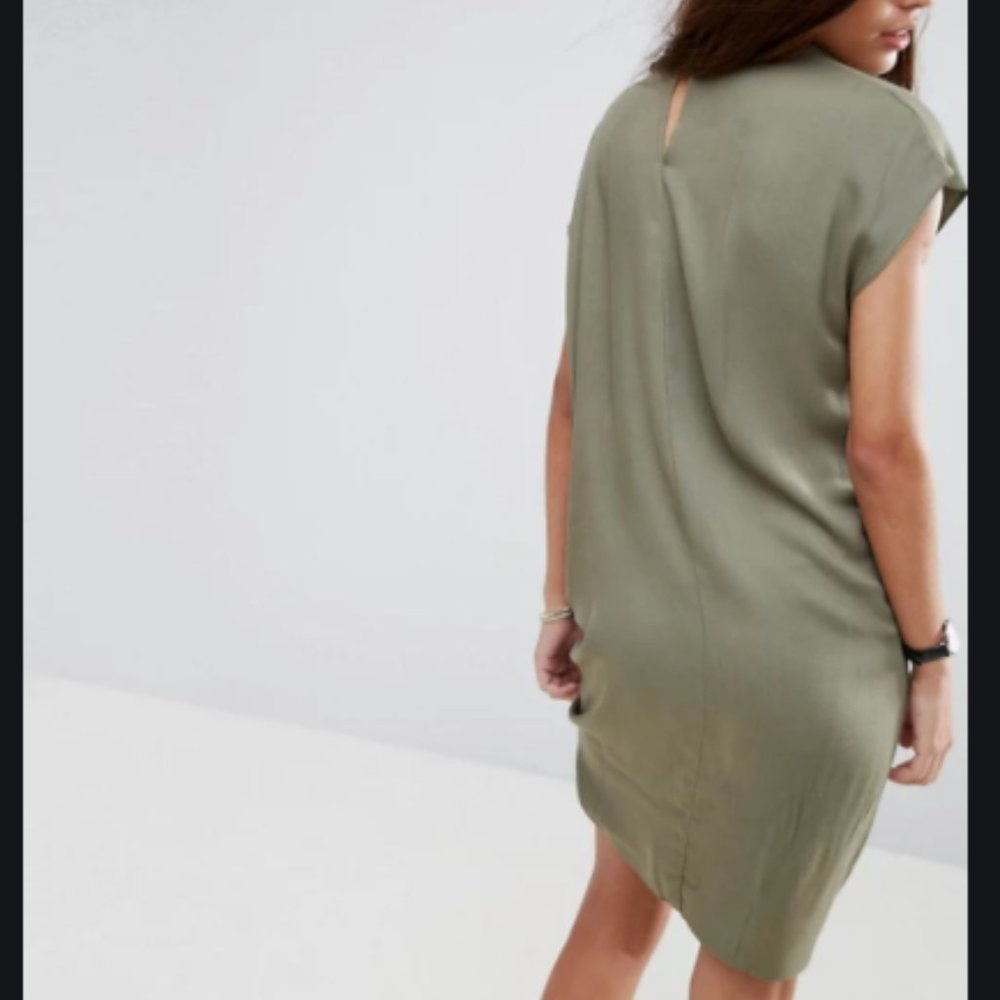 Green Sleeveless Ruched T-shirt Dress Sz 0 NEW - Picture 2 of 5